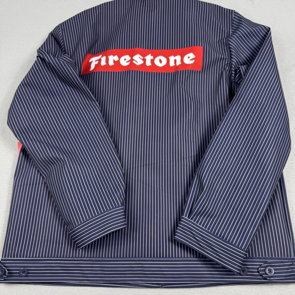 Firestone Work Jacket XL Navy Pinstripe Zip Mechanic Shop Racing NWT - Picture 4 of 16